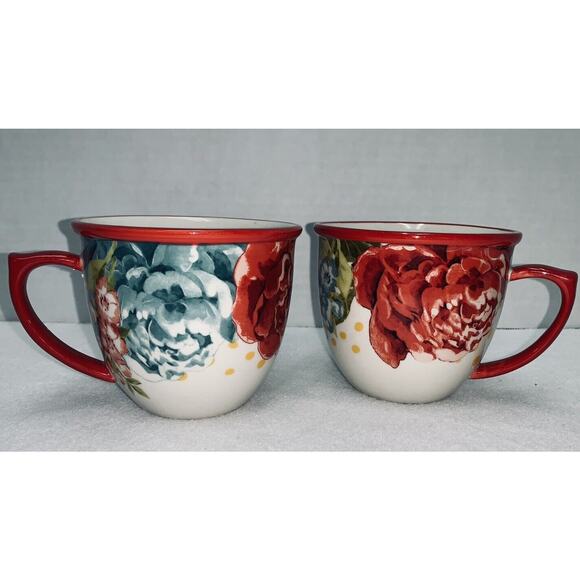 Set of 2 Pioneer Woman Stoneware Blossom Jubilee Floral Coffee Tea Mug Cup 16 Oz - Picture 1 of 6